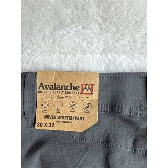 Avalanche Woven Stretch Pant 4 Way Relax Fit Flex Waist Men's Pant Gray 30 X 32 - Picture 9 of 9